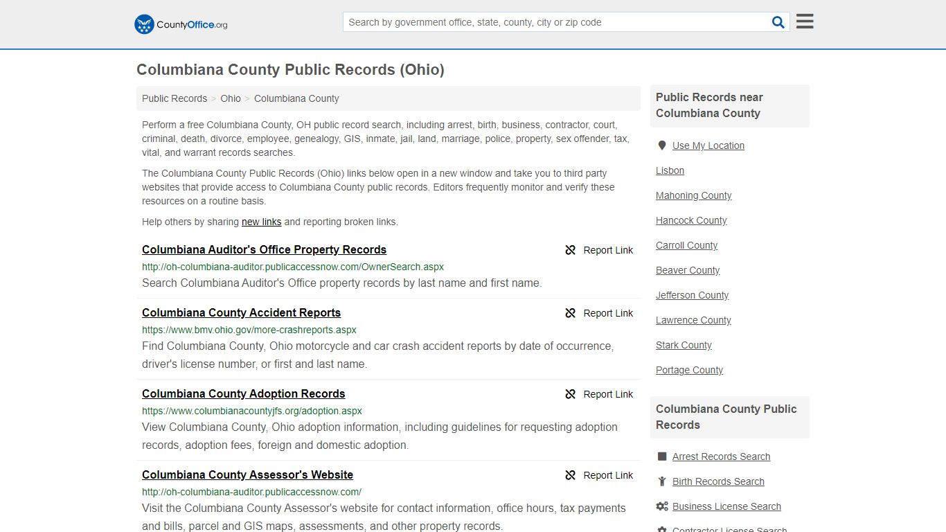Public Records - Columbiana County, OH (Business, Criminal ...